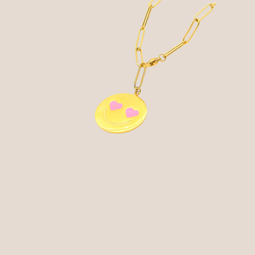 PINK SMILEY KETTING