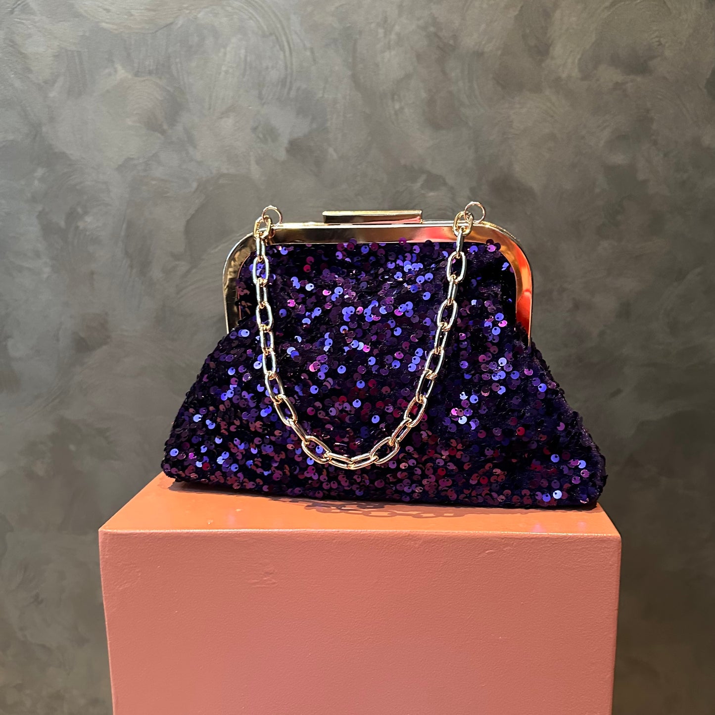 GLITTER PAILLETTEN PAARS TAS