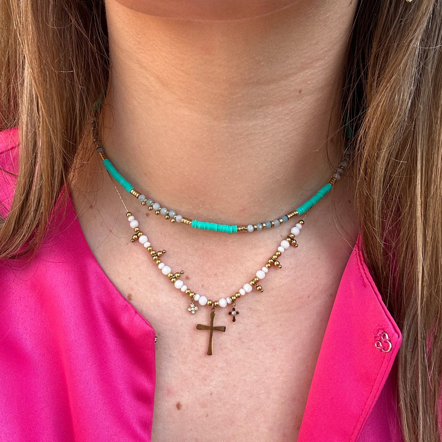LITTLE CROSS WITH BEADS WIT KETTING