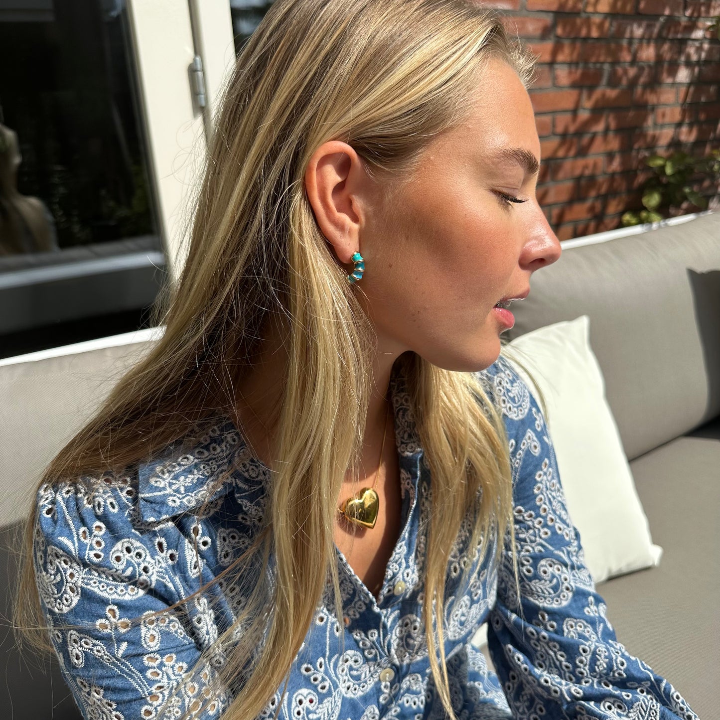 KLEURRIJKE CIRCKEL BLAUW OORBELLEN