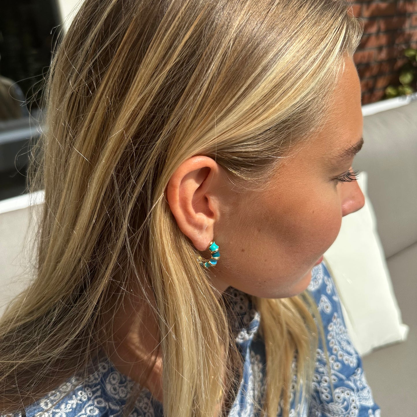 KLEURRIJKE CIRCKEL BLAUW OORBELLEN