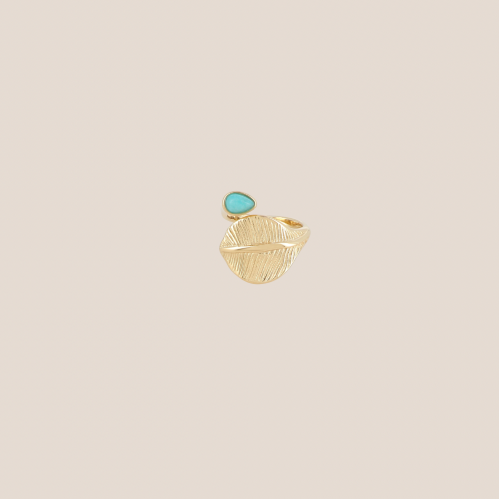 TURQUOISE FEATHER GOUD RING