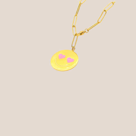 PINK SMILEY KETTING