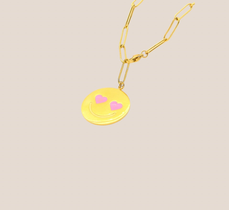 PINK SMILEY KETTING