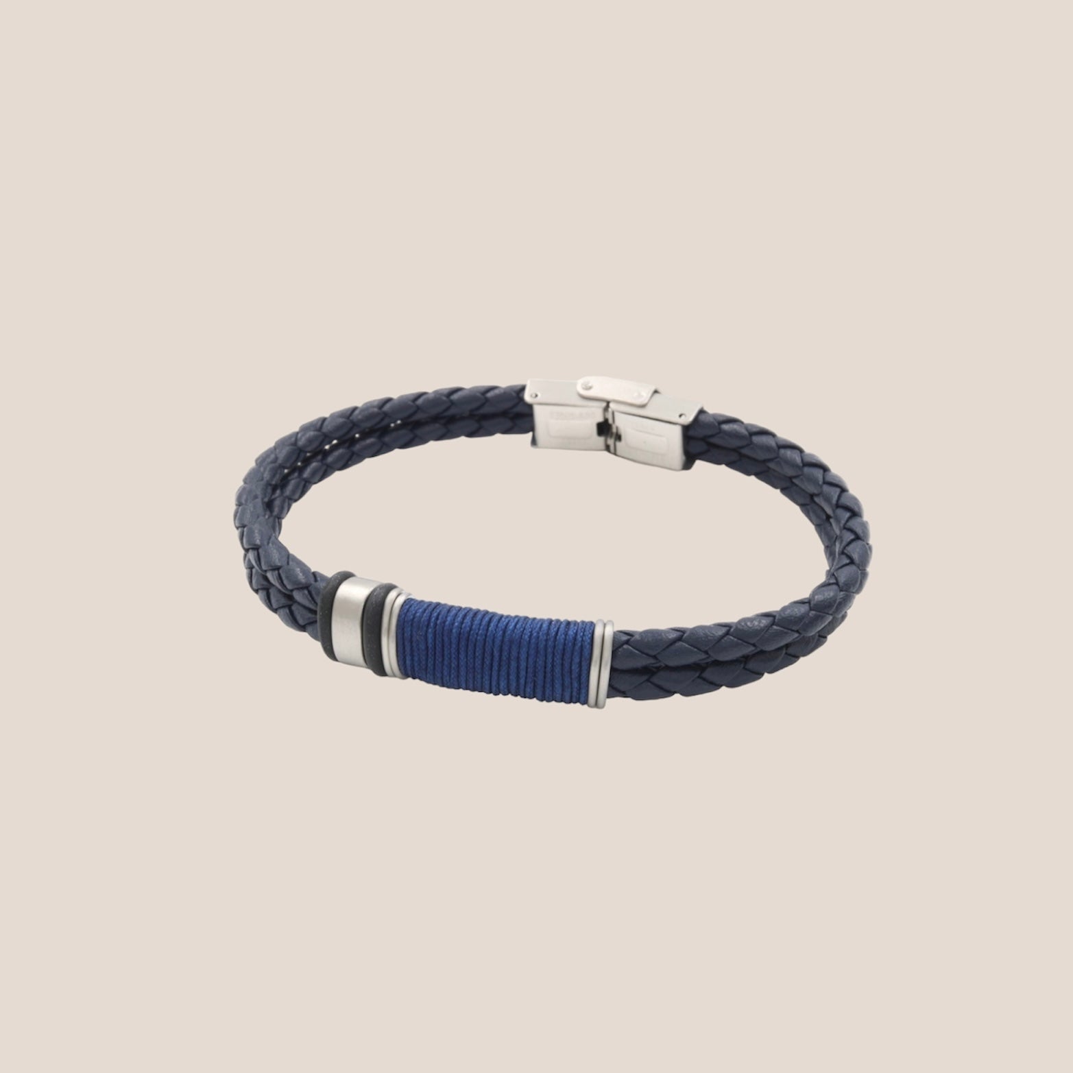 RUGGED LEATHER BLAUW MANNENARMBAND