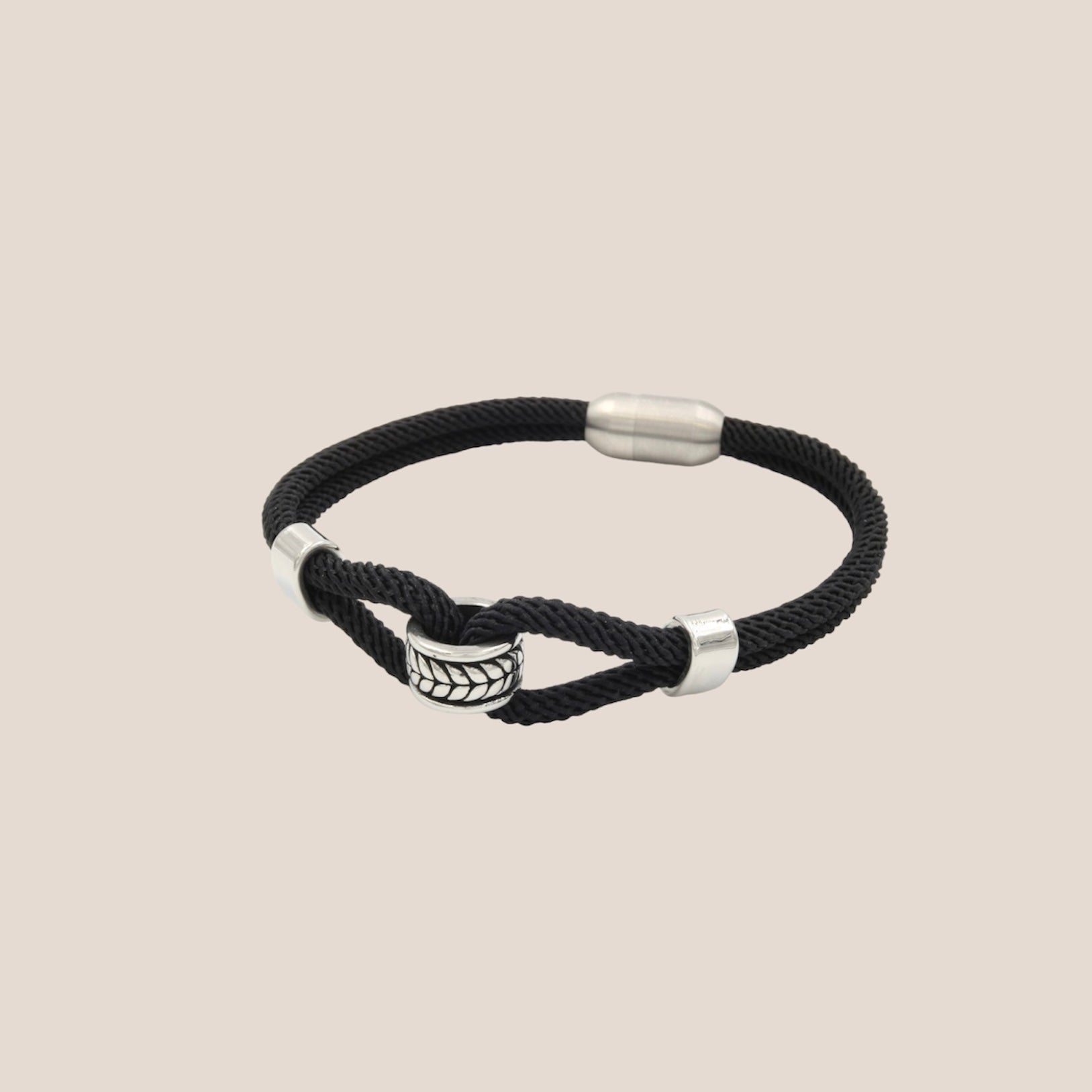 POWERFUL BEAD ZWART MANNENARMBAND