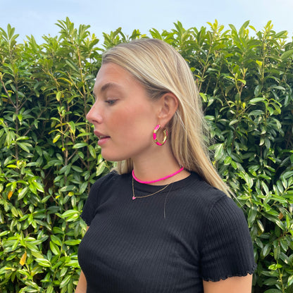 STRIPED SOFT HOOPS ROZE OORBEL