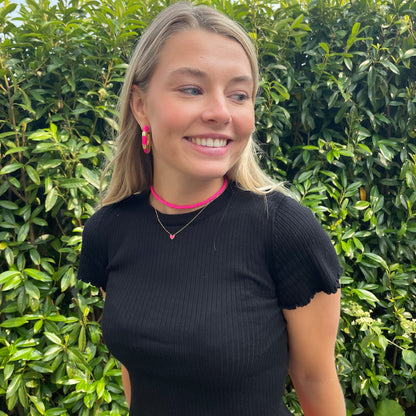 STRIPED SOFT HOOPS ROZE OORBEL