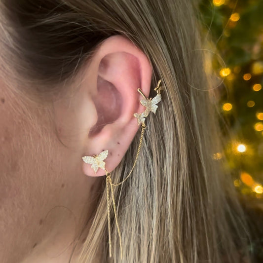 BUTTERFLY GOUD EARCUFF OORBEL