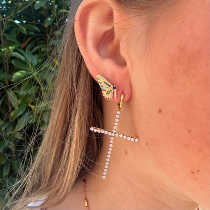 SPARKLING CROSS GOUD OORBELLEN