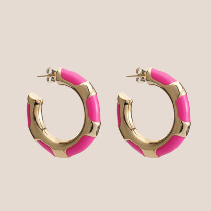 STRIPED SOFT HOOPS ROZE OORBEL