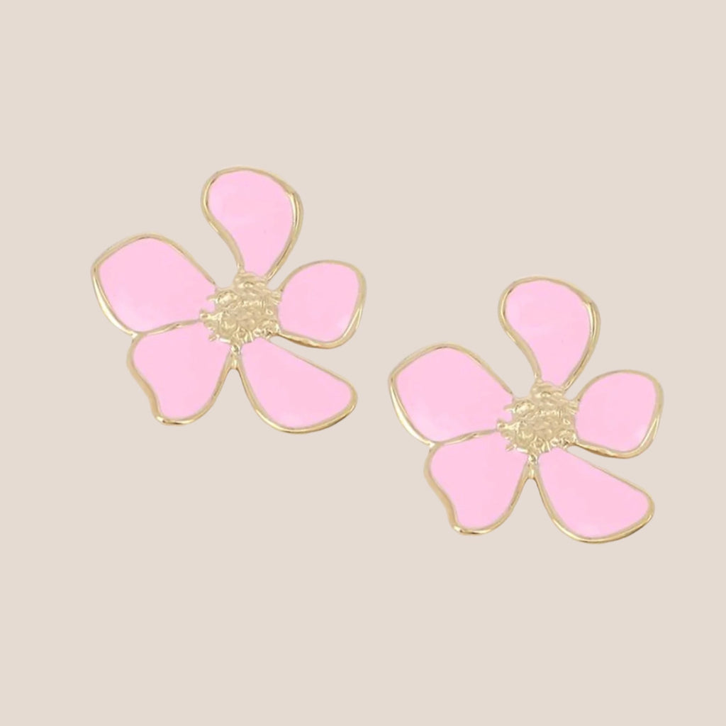 FLOWER ROZE OORBELLEN