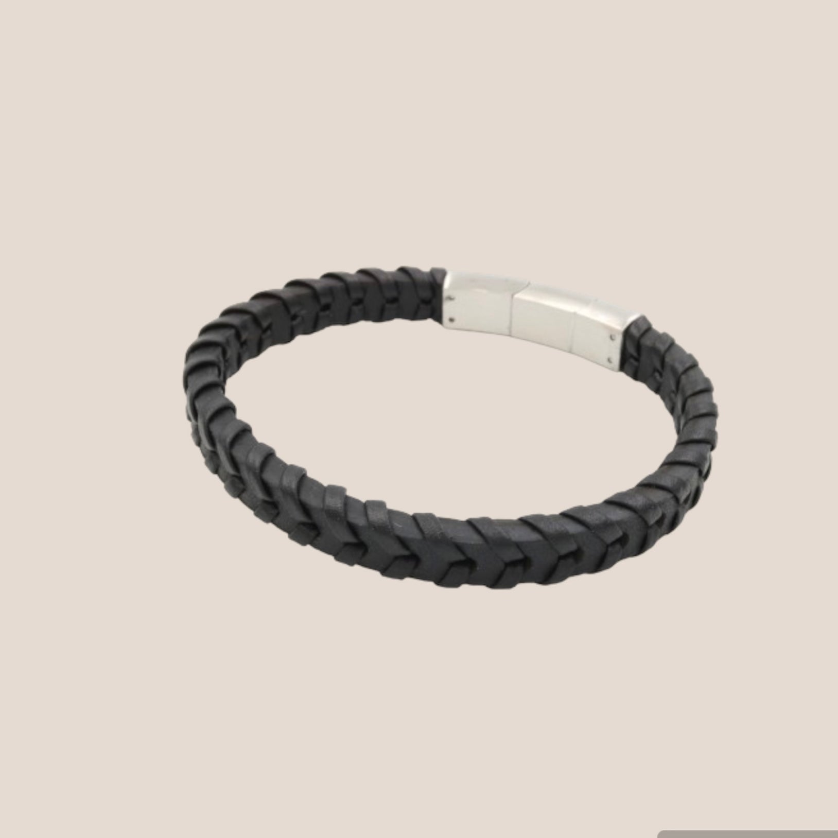 MAJESTIC BRAIDED LEATHER ZWART MANNENARMBAND