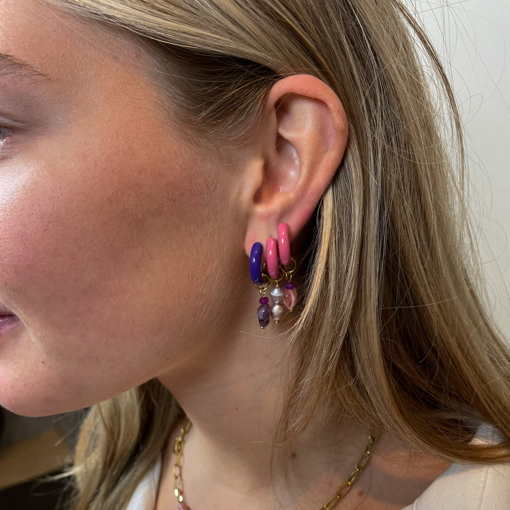 HEART CHARMS ROZE OORBEL