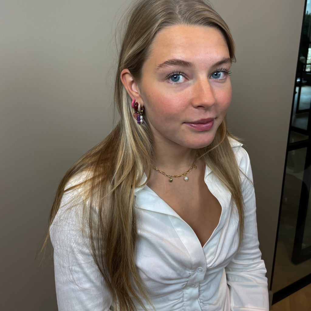 HEART CHARMS ROZE OORBEL