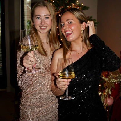GLITTER ONE SHOULDER ZWART JURK