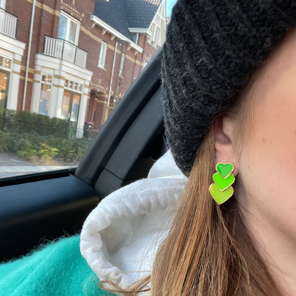 LITTLE 3 HEART GROEN OOEBEL